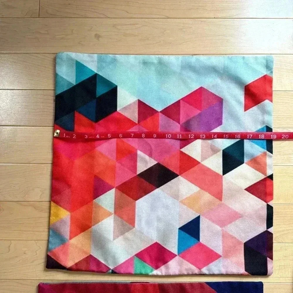 2 Geometric Modern Pillow Cases about 19”x19”